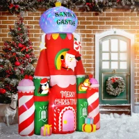 HOMCOM 118" Giant Christmas Inflatables Candy Castle with Flashing Light(m-10)