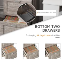 HOMCOM Tall Wooden 4 Drawer Vertical File Cabinet with Enclosed Storage for Letter/Legal Size, File Hangers and Lock, and Key, Grey Oak(m-4)