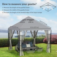Outsunny 10' x 10' Gazebo Replacement Canopy Cover, 2 Tier Gazebo Roof Replacement TOP ONLY, Light Grey(m-3)
