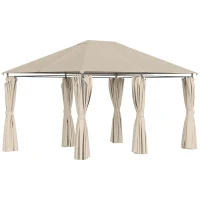 Outsunny 10' x 13' Outdoor Patio Gazebo Canopy Shelter with 6 Removable Sidewalls, & Steel Frame for Garden, Lawn, Backyard and Deck, Khaki(m-1)
