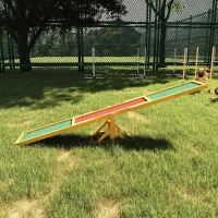 PawHut Wood Pet Seesaw Platform Dog Agility Training Equipment Run Game Toy Weather Resistant Pet Supplies Natural(m-1)