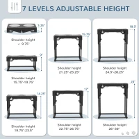 PawHut Dog Food Bowls, 7 Adjustable Height Elevated Dog Bowls w/ Stainless Steel, Black(m-4)