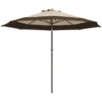 Outsunny 9 x 9 ft Outdoor Umbrella with Tilt, Patio Market Table Umbrella Parasol with Crank, Deep Brown(m-2)