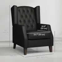 HOMCOM Faux Leather Armchair, Modern Accent Chair with Thick Padding for Living Room, Bedroom, Home Office, Black(m-3)