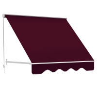 Outsunny 6' Drop Arm Manual Retractable Window Awning Sun Shade Shelter for Patio Balcony Outdoor, Aluminum, Wine Red