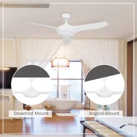 HOMCOM 52" Reversible Indoor Ceiling Fan with Light, Modern Mount LED Lighting Fan with Remote Control, for Bedroom, and Living Room, White(m-7)