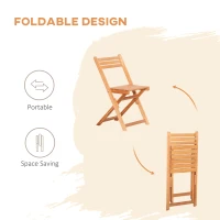 Outsunny 3 Piece Folding Patio Bistro Set,  Wooden Outdoor Chairs and Table Set,  Garden Dining Furniture for Poolside, Balcony, Teak(m-5)