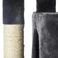 PawHut Plush Cat Tree Tower w/ Sisal Scratching Post Board Perch Condo Dark Grey(m-9)