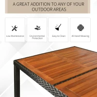 Outsunny 9 Pieces Outdoor Dining Set for 8, Wicker Rattan Patio Furniture Set, Patio Table and Chairs Set with Cushions, Acacia Wood Table Top, Conversation Set for Garden Backyard Deck, Cream White(m-5)