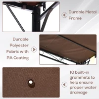 Outsunny 10x8ft Patio Metal Gazebo with Extendable Side Awning Outdoor Shelter Garden Sun Shade Canopy Deck Door Window Awning Brown(m-6)
