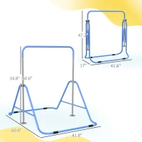 Qaba Folding Gymnastics Bar for Kids, Adjustable Height, Bubble Gum Blue(m-3)