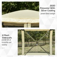 Outsunny Pop Up Camping Canopy Gazebo Screen Shelter Tent with Single Person Easy Set-Up, Ventilating Mesh, Portable Carry Bag for Outdoor Camping Party Event, 7x7FT, Beige(m-6)