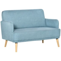 HOMCOM 48" Loveseat Sofa for Bedroom, Modern Love Seats Furniture, Upholstered Small Couch for Small Spaces, Blue(m-1)