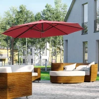 Outsunny 10ft Cantilever Patio Umbrella with 360° Rotation, Crank & Cross Base for Garden Deck Pool Backyard, Wine Red(m-8)