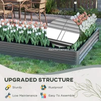 Outsunny L-Shaped Raised Garden Bed, 82" x 109" x 12" Galvanized Steel Planter Box with Multi-reinforced Rods for Vegetables, Flowers and Herbs, Dark Grey(m-6)