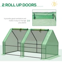 Outsunny 6' x 3' x 3' Mini Greenhouse with Zippered Doors & Roll-up Windows, Portable Plant Hot House with Durable PE Cover, Water Resistant, UV Protected for Outdoor Flowers, Vegetables, Green(m-7)