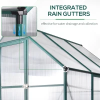 Outsunny 8' x 6' Greenhouse for Outdoors, Polycarbonate Greenhouse with Roof Vent and Rain Gutter, Aluminum Walk-in Green House for Outside for Patio Backyard Garden, Green(m-8)