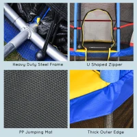 Outsunny Φ5FT Kids Trampoline with Enclosure Net for Age 3 to 6 Years, Mixed Color(m-5)