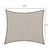 Outsunny 16' x 20' Sun Shade Sail Canopy Outdoor Shade Sail Cloth for Patio Deck Yard with D-Rings and Rope Included, Light Brown(m-3)