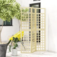 Outsunny 3 Panel Outdoor Wood Privacy Screen, Folding Room Divider/Trellis for Home, Patio, 47.2" x 66.9", Natural Wood(m-10)