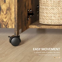 HOMCOM Drop Leaf Dining Table, Mobile Folding Table on Wheels with Drawers and Cabinet for Dining Room, Kitchen, Rustic Brown(m-7)