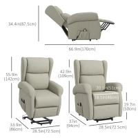 HOMCOM Wingback Lift Chair for Elderly, Power Chair Recliner with Footrest, Remote Control, Side Pockets, Cream White(m-3)