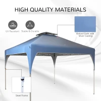 Outsunny 10'x10' Pop Up Canopy, Easy Set Up Party Tent with 2 Tier Vented Roof and Carrying Bag for Outdoor, Garden, Camping, Blue(m-4)
