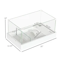 PawHut Glass Turtle Tank, Turtle Aquarium with Basking Platform and Filter Layer Design, Full View Visually Reptile Habitat, Easy to Clean and Change Water, Multi Functional Area(m-3)