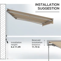Outsunny 16.5' x 10' Electric Awning, Retractable Awning with LED Lights and Remote Controller for Door and Window, Cream White(m-4)