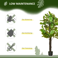HOMCOM 5FT Artificial Fiddle Leaf Fig Tree Faux Decorative Plant in Nursery Pot for Indoor Outdoor Décor(m-6)