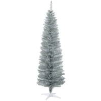 HOMCOM 6' Artificial Pencil Christmas Tree, Slim Xmas Tree with 390 Realistic Branch Tips and Plastic Stand, Silver(m-11)