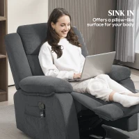 HOMCOM Recliner Massage Armchair with Heat, Oversized Swivel Rocker with Footrest, Remote and Side Pockets, Gray(m-8)