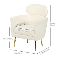 HOMCOM Barrel Accent Chair with Detachable Headrest, Modern Armchair for Living Room, Home Office, Cream White(m-3)