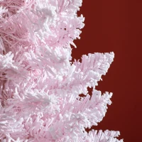 HOMCOM 6ft Pencil Christmas Tree, Slim Artificial Christmas Tree with Realistic Branches and Warm White LED Lights, Pink(m-9)