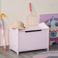 Qaba Kids Wooden Toy Storage Box Organizer Chest with Magnetic Hinge, Large Chest Space, & Groove Handle, Pink(m-8)