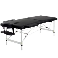 HOMCOM 83" 2 Section Foldable Massage Table Professional Salon SPA Facial Couch Tatoo Bed with Carry Bag Black(m-11)