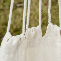 Outsunny Hammock Chair Swing Hanging Macrame Chair Cotton w/ Two Soft Seat Cushions, for Bedroom Indoor Outdoor Ideal Gift for Kids Lover Birthday Present White(m-9)