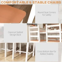HOMCOM Dining Table Set for 4, 5 Piece Modern Kitchen Table and Chairs, Solid Wood Dining Room Set for Small Spaces, Breakfast Nook, White(m-6)