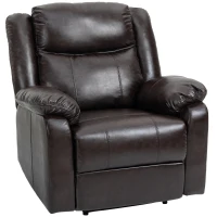 HOMCOM PU Leather Manual Recliner with Thick Padded Upholstered Cushion and Retractable Footrest, Brown(m-1)