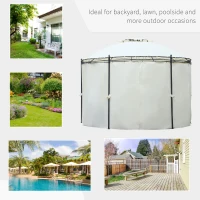 Outsunny 11.5' Patio Gazebo, Outdoor Gazebo Canopy Shelter with Curtains, Romantic Round Double Roof, Solid Steel Frame for Garden, Lawn, Backyard and Deck, Cream White(m-6)
