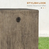 HOMCOM Concrete End Table Rustic Side Table with Wood Grain Finish for Indoors and Outdoors Gray(m-5)