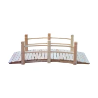 Outsunny 5 ft Wooden Garden Bridge Arc Footbridge with Railings for your Backyard, Natural Wood(m-7)
