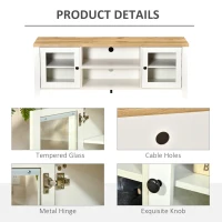 HOMCOM Modern TV Stand, Entertainment Center with Shelves and Cabinets for Flatscreen TVs up to 60" for Bedroom, Living Room, White(m-7)