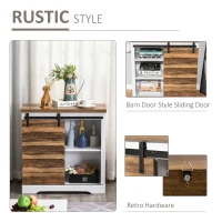 HOMCOM Farmhouse Sideboard Buffet Cabinet, Sliding Barn Door Style Accent Cabinet, Kitchen Cabinet with Interior Shelves, White/Brown(m-5)