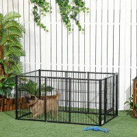 PawHut 6 Panel Dog Playpen Dog Pen Metal Pet Fence for Outside Indoor, Adjustable Width, Heavy Duty Steel Frame, 32.5"-59"W x 24"D x 24''H Black(m-1)