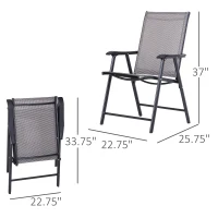 Outsunny 2-Piece Folding Dining Chair Set for Relaxing on Patio, Balcony, or Garden, Comfortable Outdoor Furniture with Armrests, Grey(m-3)