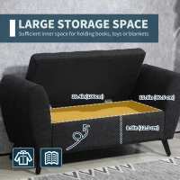 HOMCOM Upholstered Storage Bench with Arms, Modern Ottoman Bench for Bedroom, Entryway, and Living Room, Black(m-4)