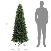 HOMCOM 6' Artificial Pencil Christmas Trees, with Auto Open, Steel Base, Pine Needles, for Home Xmas Decoration(m-3)