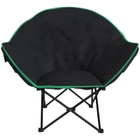 Outsunny Foldable Camping Chair Padded Moon Saucer Chair with Carry Bag, Storage Pocket for Outdoor, Beach, Picnic, Hiking, Fishing, Travel(m-11)