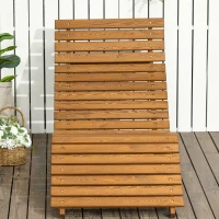 Outsunny Wooden Outdoor Lounge Chair, Curved Design Sun Lounger, Patio Lounge Chair for Garden, Backyard, Teak(m-6)